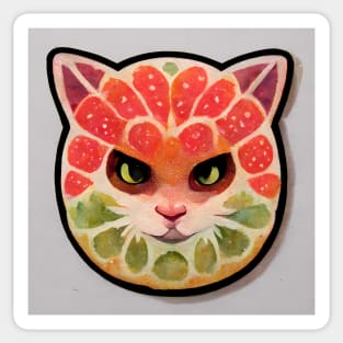 Kiwi & Strawberry Cat Sticker